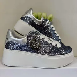 Lux By Dessi Hanza23-59/Luna sneaker acélkék brokát