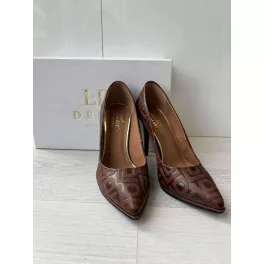 Lux By Dessi P-9103-P magassarkú cipő barna/dombor LD