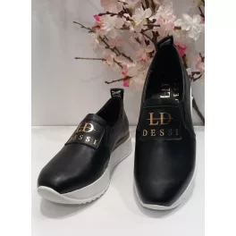 Lux By Dessi 966/SL slipon fekete fehér talppal arany csík