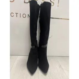   Lux By Dessi K-4402 fekete velúr/lakk magassarkú csizma fekete