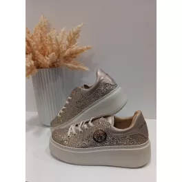   Lux By Dessi Hanza23-59/17 sneaker csillogós brokát platina