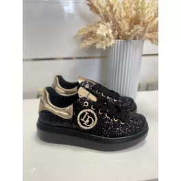 Lux By Dessi Benita-4 Fekete csillogós Sneaker