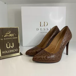 Lux By Dessi P-9103 Sötétbarna Dombornyomott Magassarkú