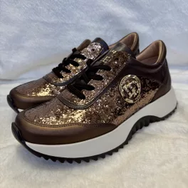 Lux By Dessi Hanza23-127/KAYLI3 sneaker barna brokátos